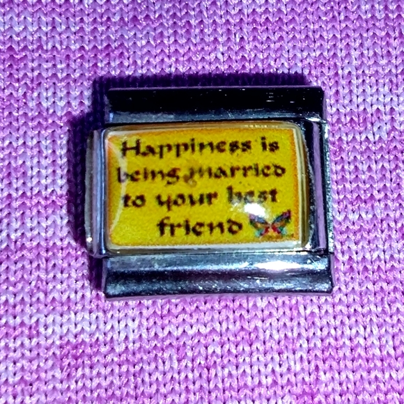 Uberry Jewelry - "Happiness is being married to your best friend" Italian Stainless Steel Charm